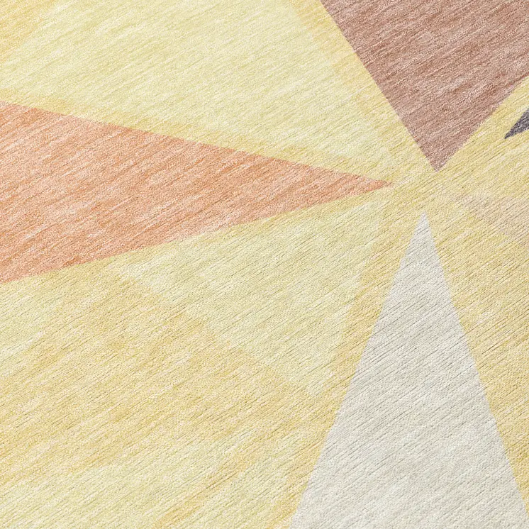 8' Wheat Brown And Gray Round Geometric Washable Indoor Outdoor Area Rug