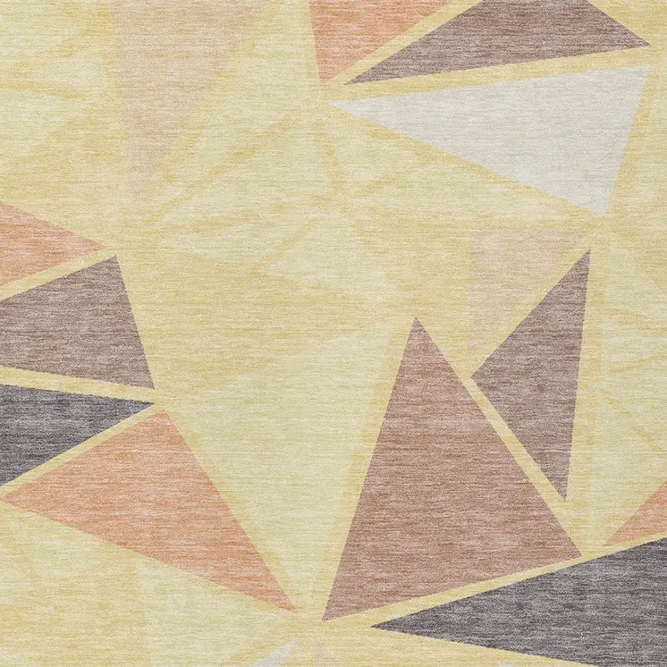 8' X 10' Wheat Brown And Gray Geometric Washable Indoor Outdoor Area Rug