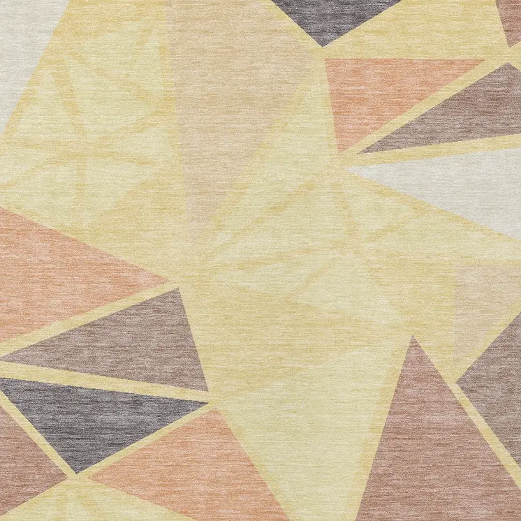 9' X 12' Wheat Brown And Gray Geometric Washable Indoor Outdoor Area Rug