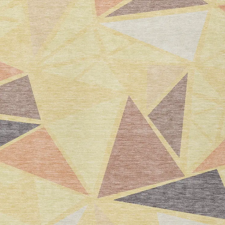 10' X 14' Wheat Brown And Gray Geometric Washable Indoor Outdoor Area Rug