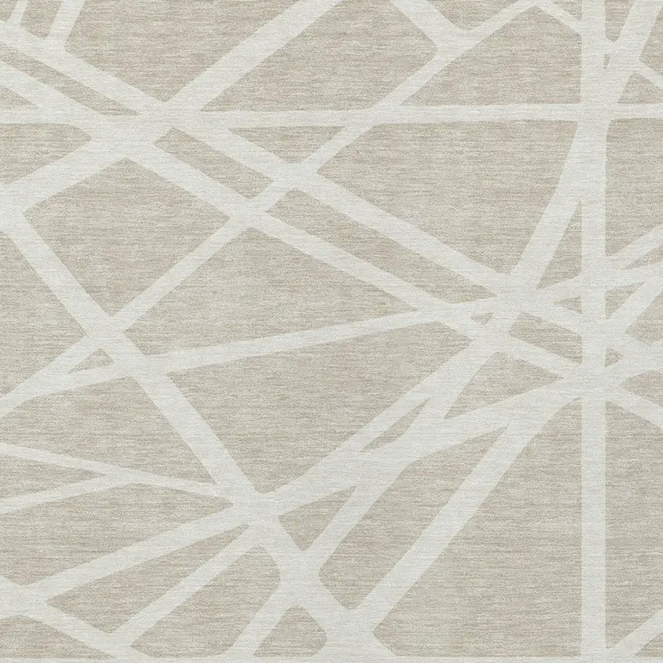 5' X 8' Beige And Ivory Geometric Washable Indoor Outdoor Area Rug