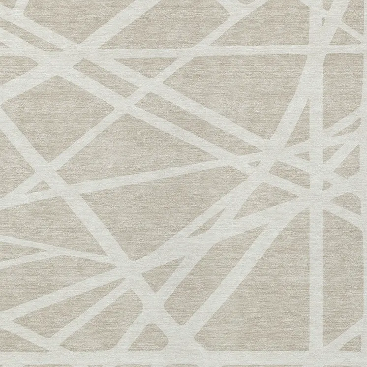 8' X 10' Beige And Ivory Geometric Washable Indoor Outdoor Area Rug