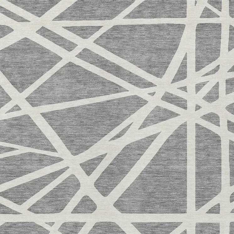 5' X 8' Gray And Ivory Geometric Washable Indoor Outdoor Area Rug