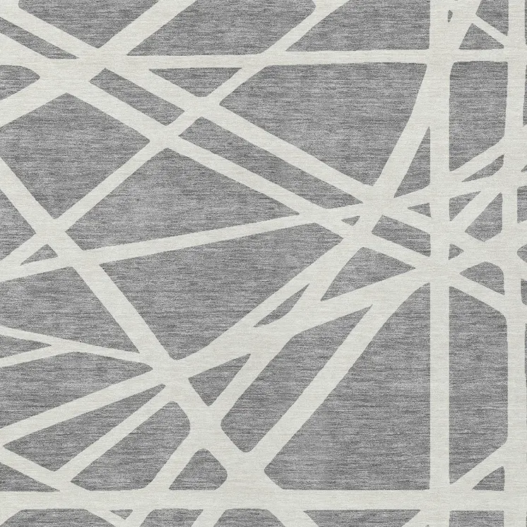 8' X 10' Gray And Ivory Geometric Washable Indoor Outdoor Area Rug