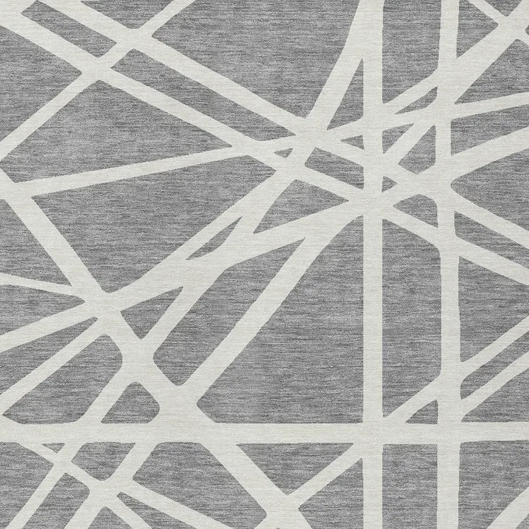 9' X 12' Gray And Ivory Geometric Washable Indoor Outdoor Area Rug
