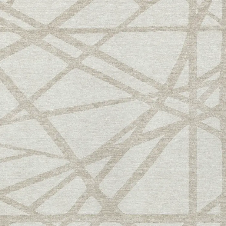 3' X 5' Ivory And Beige Geometric Washable Indoor Outdoor Area Rug