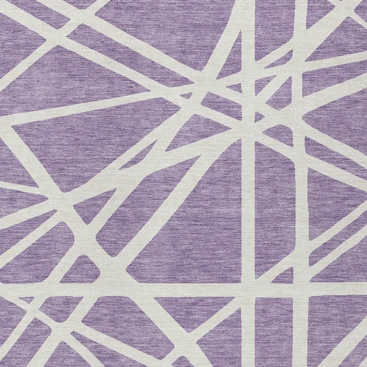 5' X 8' Lavender And Ivory Geometric Washable Indoor Outdoor Area Rug