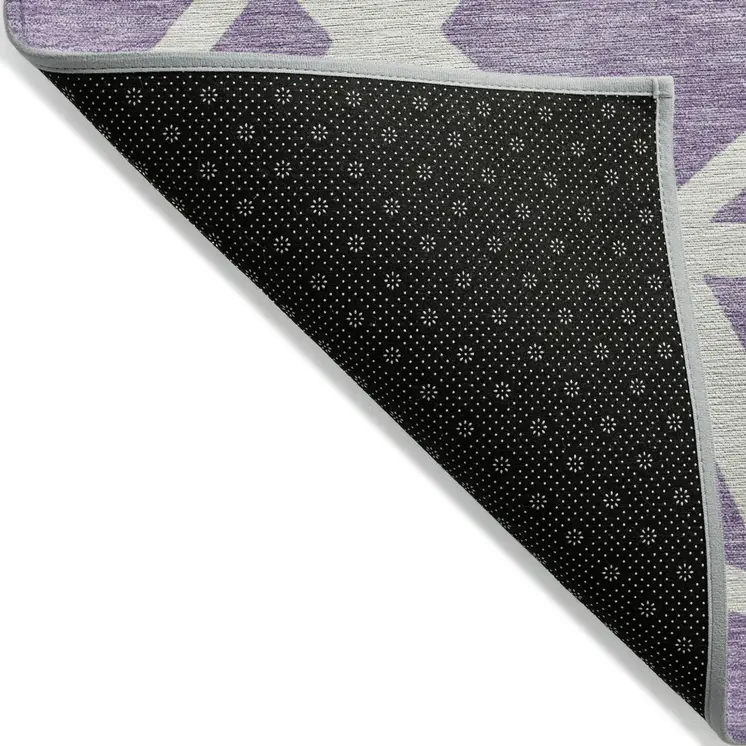 8' X 10' Lavender And Ivory Geometric Washable Indoor Outdoor Area Rug