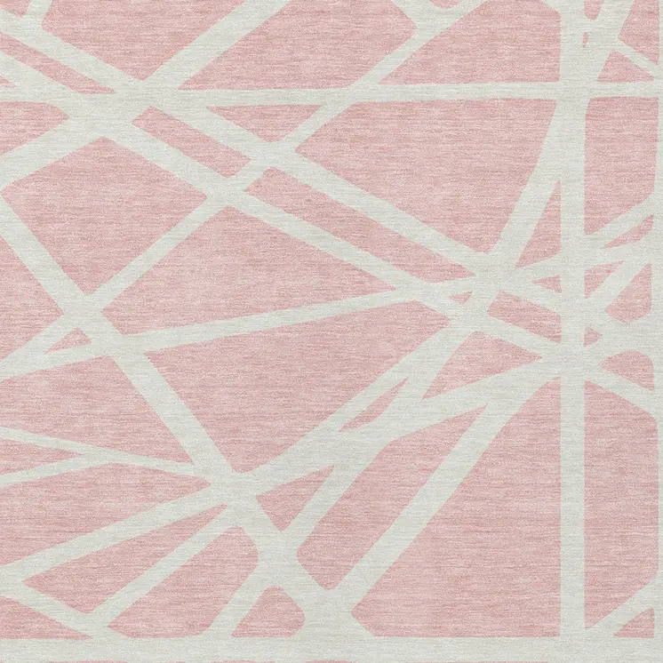 3' X 5' Pink And Gray Geometric Washable Indoor Outdoor Area Rug