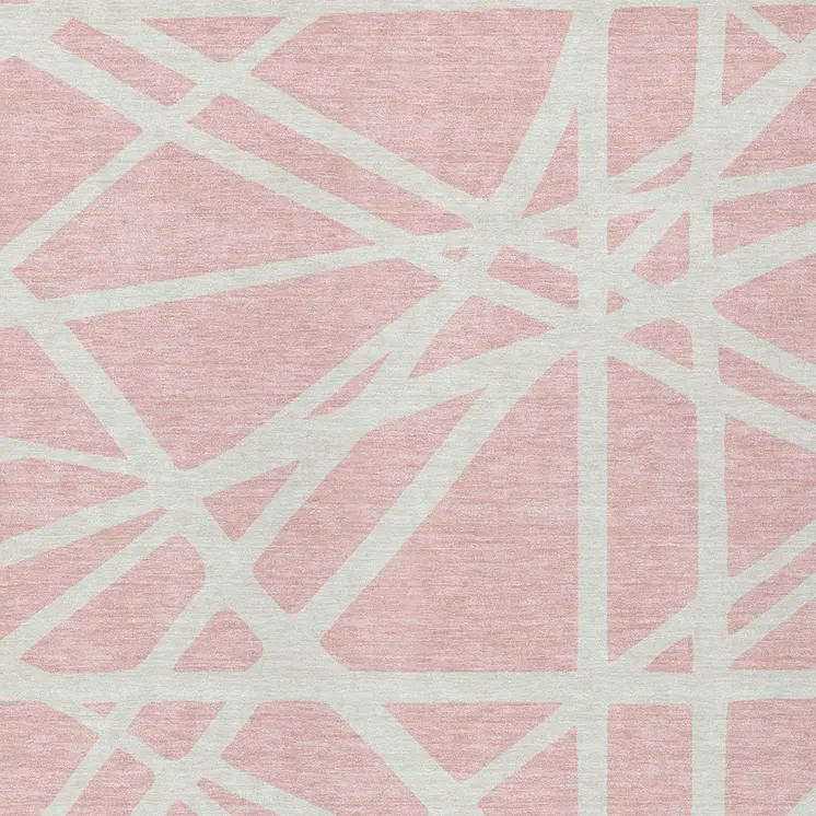 9' X 12' Pink And Gray Geometric Washable Indoor Outdoor Area Rug