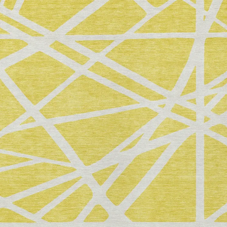 8' X 10' Yellow And Linen Geometric Washable Indoor Outdoor Area Rug