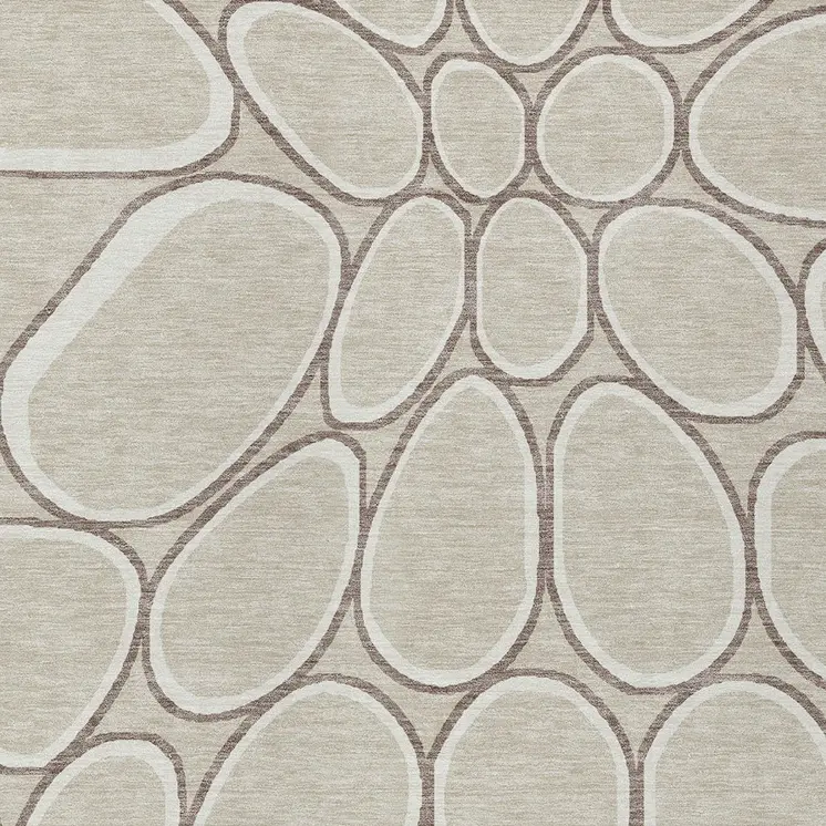 3' X 5' Beige And Brown Abstract Washable Indoor Outdoor Area Rug