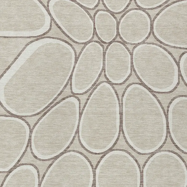 9' X 12' Beige And Brown Abstract Washable Indoor Outdoor Area Rug