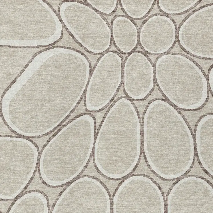 10' X 14' Beige And Brown Abstract Washable Indoor Outdoor Area Rug