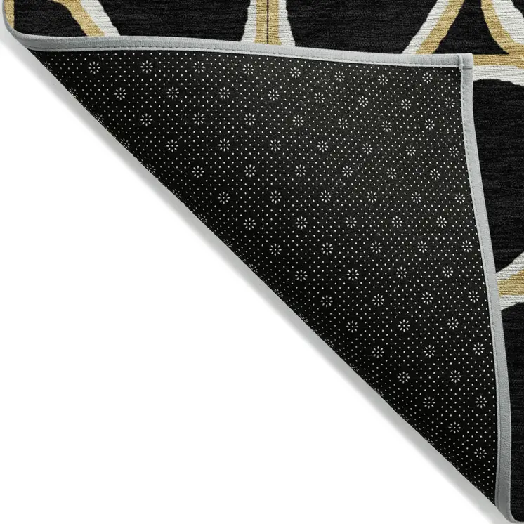3' X 5' Black Ivory And Beige Abstract Washable Indoor Outdoor Area Rug