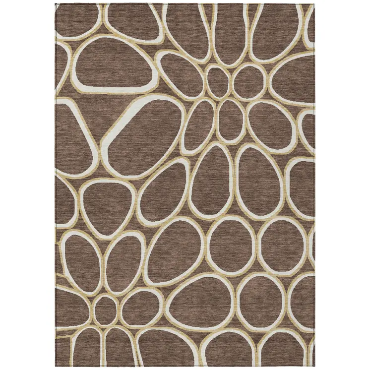 9' X 12' Black Ivory And Beige Abstract Washable Indoor Outdoor Area Rug