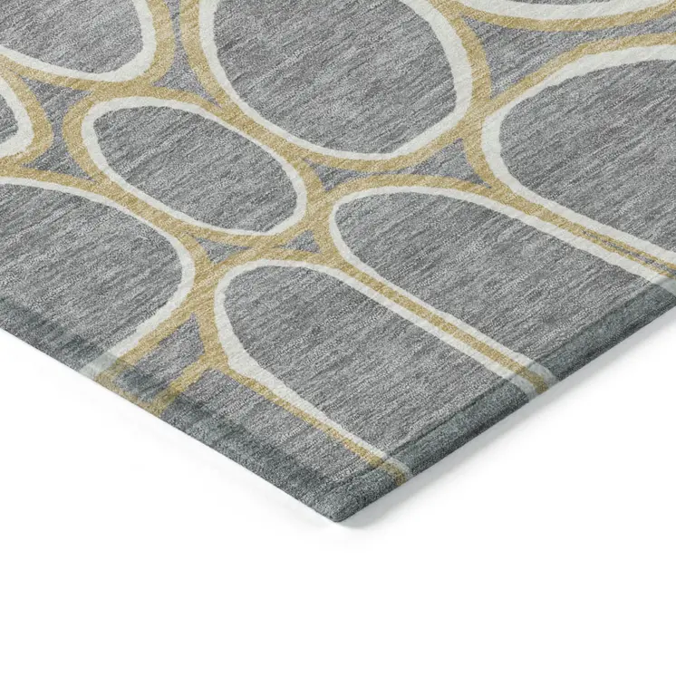 8' X 10' Gray Ivory And Beige Abstract Washable Indoor Outdoor Area Rug
