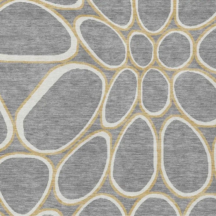 10' X 14' Gray Ivory And Beige Abstract Washable Indoor Outdoor Area Rug