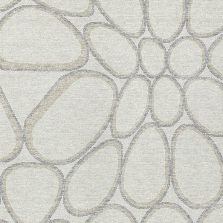 8' X 10' Ivory And Gray Abstract Washable Indoor Outdoor Area Rug