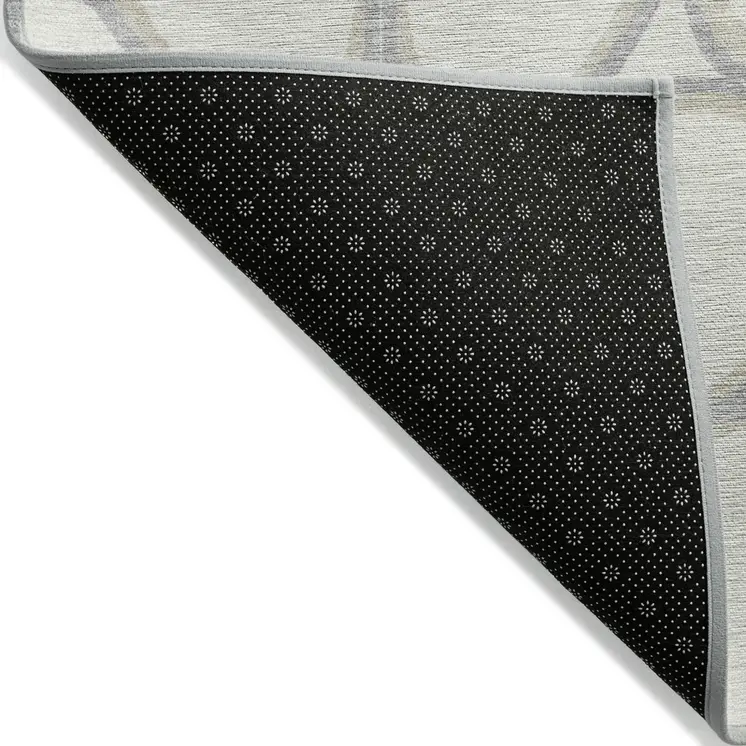 9' X 12' Ivory And Gray Abstract Washable Indoor Outdoor Area Rug