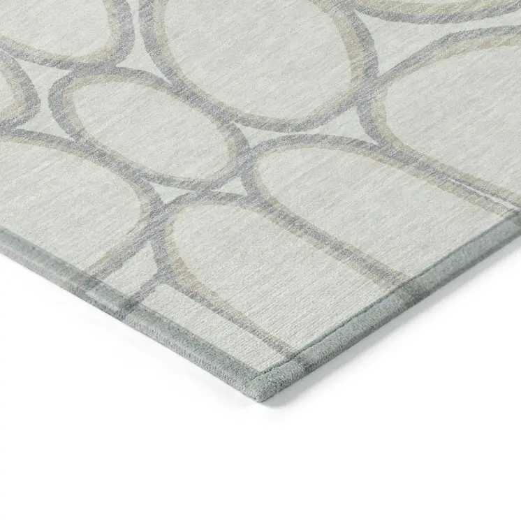 9' X 12' Ivory And Gray Abstract Washable Indoor Outdoor Area Rug