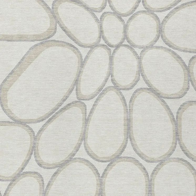 9' X 12' Ivory And Gray Abstract Washable Indoor Outdoor Area Rug