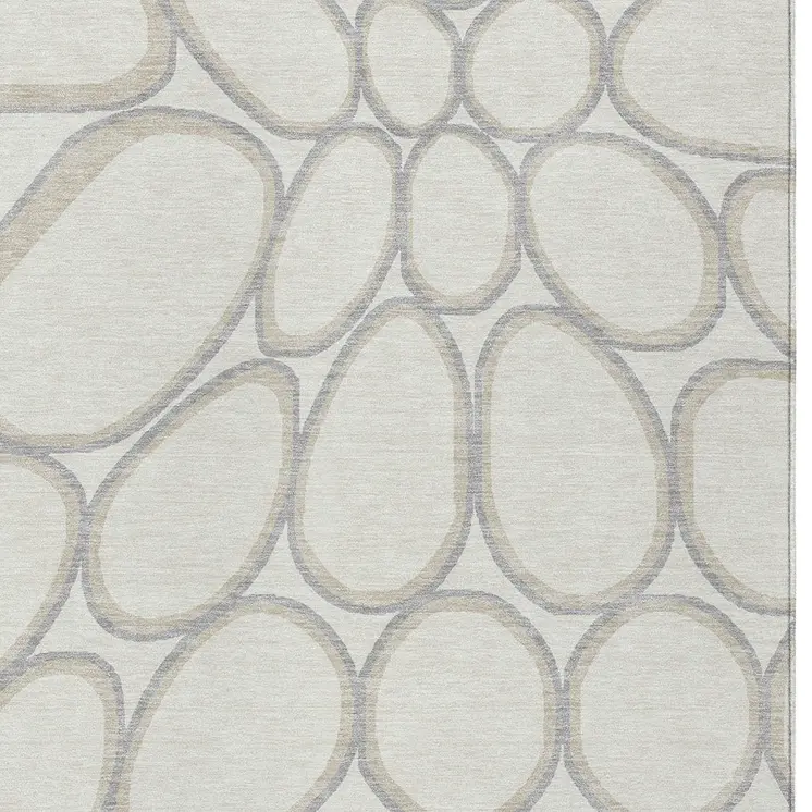 10' X 14' Ivory And Gray Abstract Washable Indoor Outdoor Area Rug
