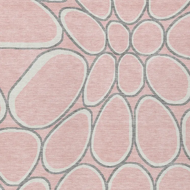 5' X 8' Pink Gray And Ivory Abstract Washable Indoor Outdoor Area Rug