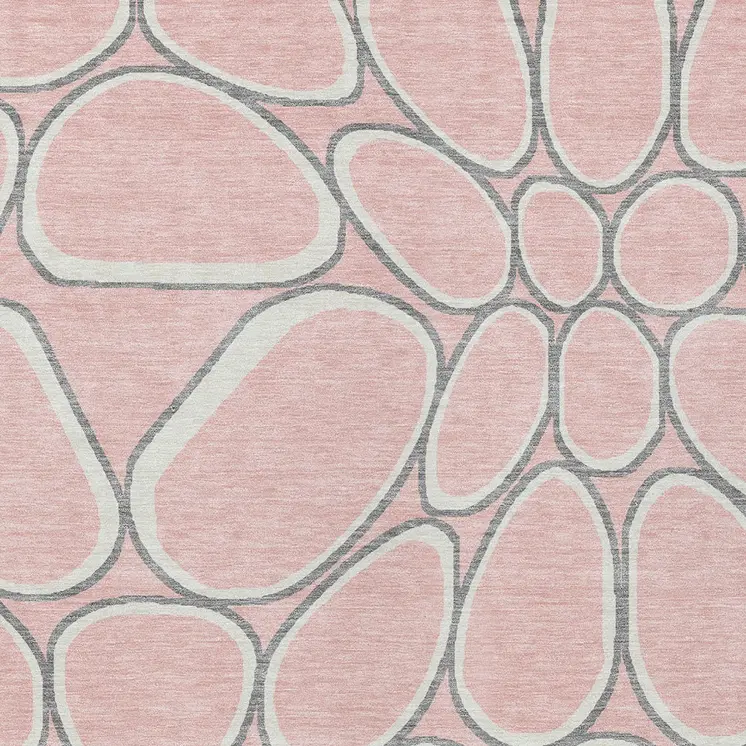 8' X 10' Pink Gray And Ivory Abstract Washable Indoor Outdoor Area Rug