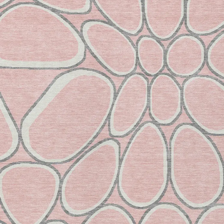 9' X 12' Pink Gray And Ivory Abstract Washable Indoor Outdoor Area Rug