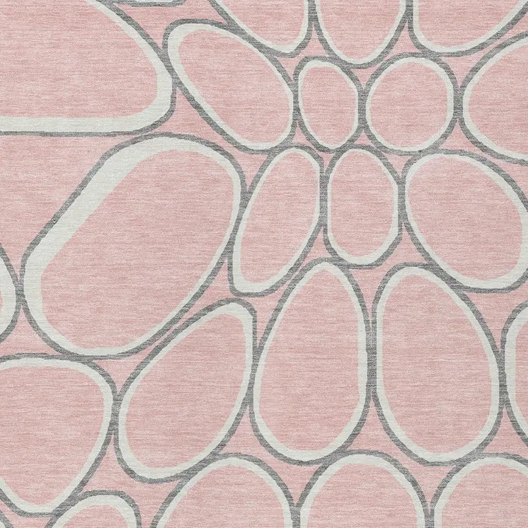 10' X 14' Pink Gray And Ivory Abstract Washable Indoor Outdoor Area Rug