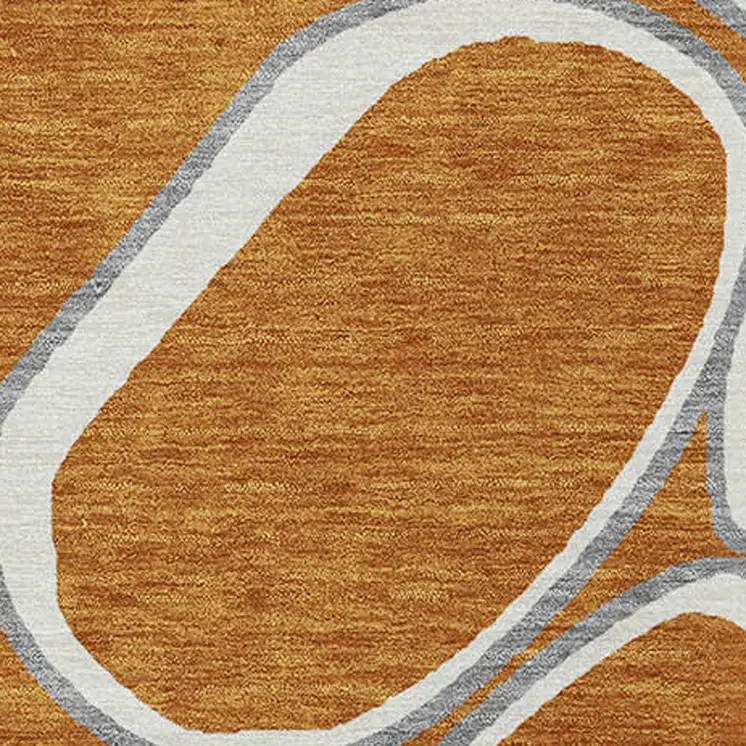 9' X 12' Copper Gray And Ivory Abstract Washable Indoor Outdoor Area Rug