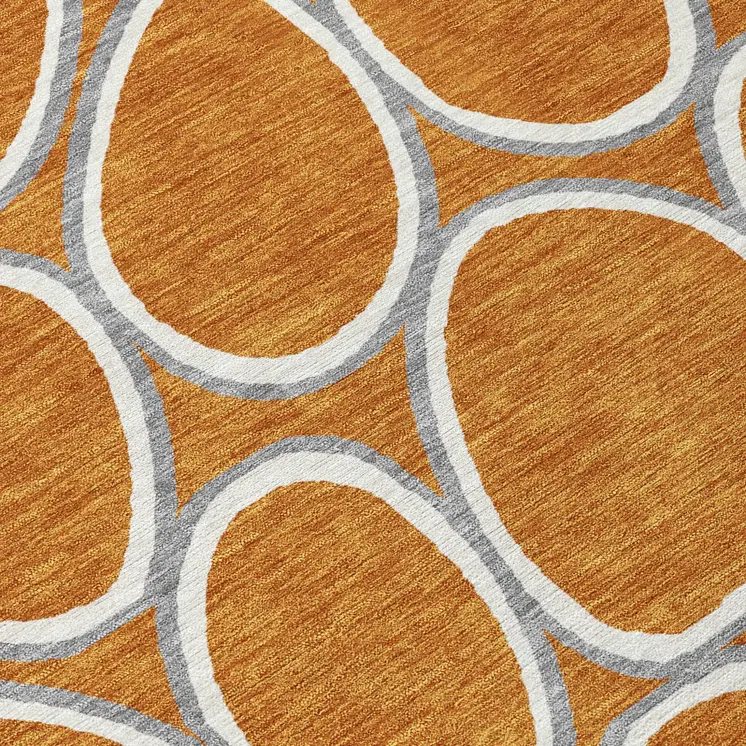 9' X 12' Copper Gray And Ivory Abstract Washable Indoor Outdoor Area Rug