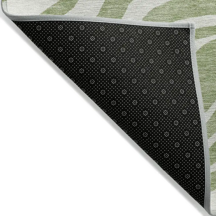 10' X 14' Artichoke Green And Ivory Animal Print Washable Indoor Outdoor Area Rug
