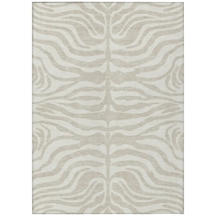 3' X 5' Beige And Tan Animal Print Washable Indoor Outdoor Area Rug