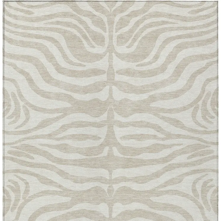 3' X 5' Beige And Tan Animal Print Washable Indoor Outdoor Area Rug