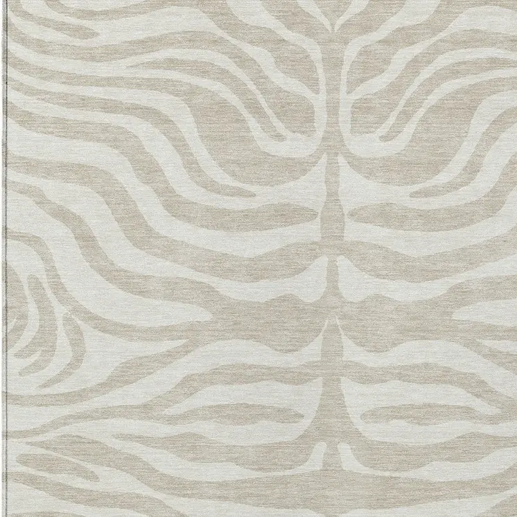 10' X 14' Beige And Tan Animal Print Washable Indoor Outdoor Area Rug