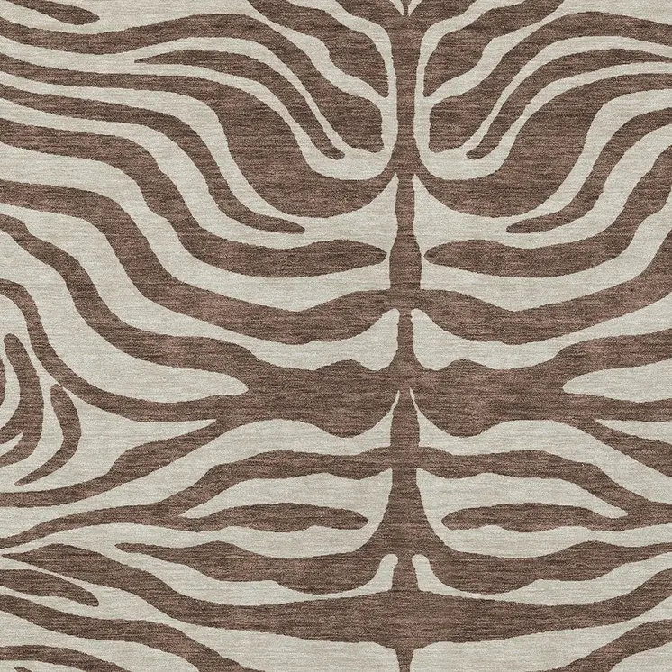 5' X 8' Brown And Beige Animal Print Washable Indoor Outdoor Area Rug