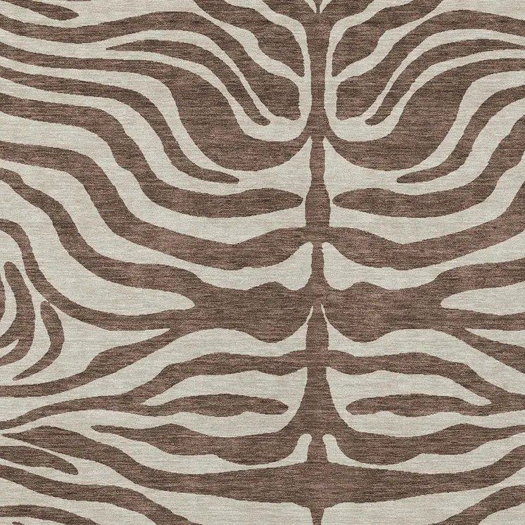 8' X 10' Brown And Beige Animal Print Washable Indoor Outdoor Area Rug