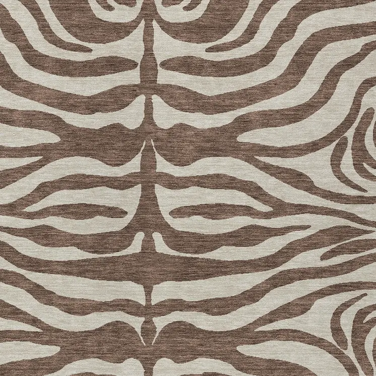 9' X 12' Brown And Beige Animal Print Washable Indoor Outdoor Area Rug