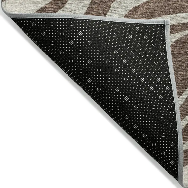 10' X 14' Brown And Beige Animal Print Washable Indoor Outdoor Area Rug