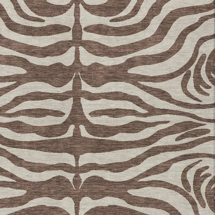 10' X 14' Brown And Beige Animal Print Washable Indoor Outdoor Area Rug