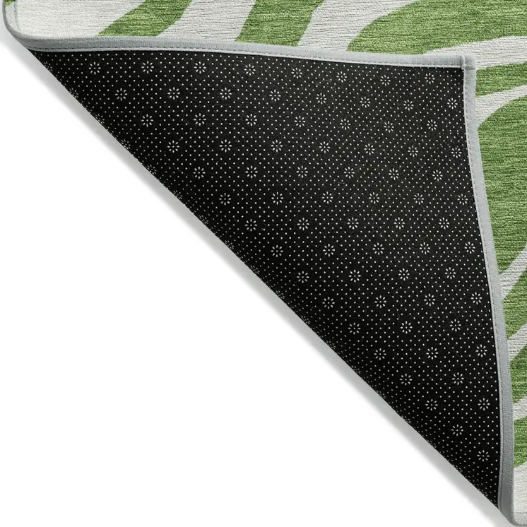 5' X 8' Green And Ivory Animal Print Washable Indoor Outdoor Area Rug