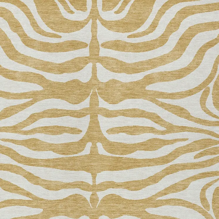 3' X 5' Gold And Ivory Animal Print Washable Indoor Outdoor Area Rug