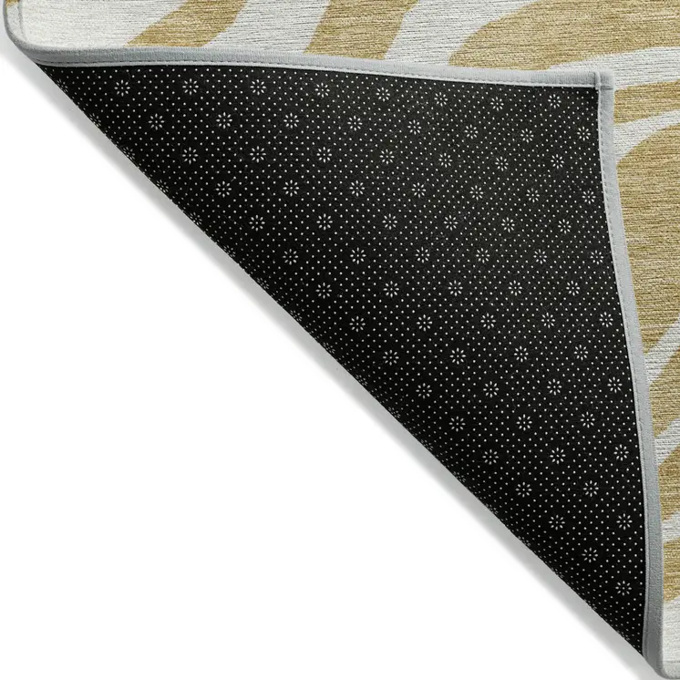10' X 14' Gold And Ivory Animal Print Washable Indoor Outdoor Area Rug