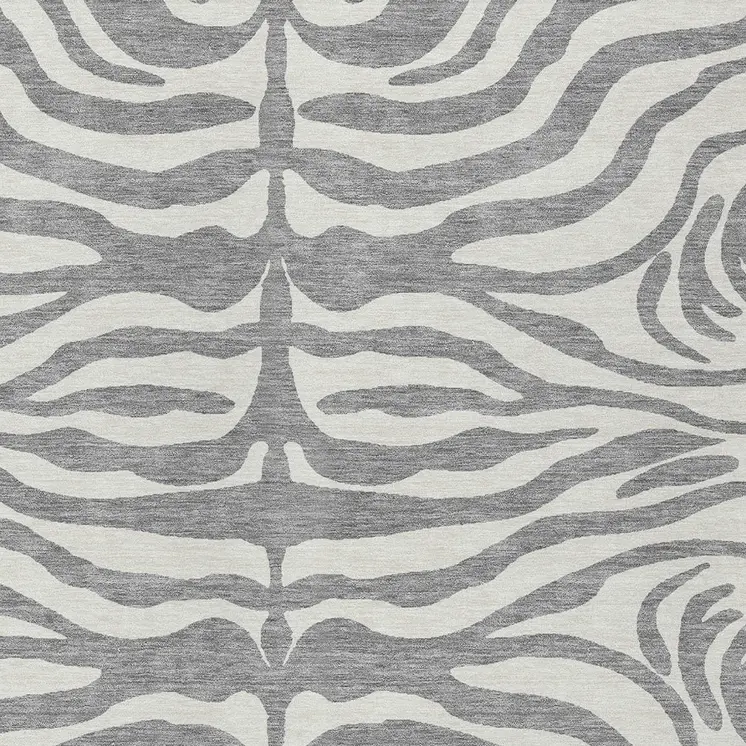3' X 5' Gray And Ivory Animal Print Washable Indoor Outdoor Area Rug