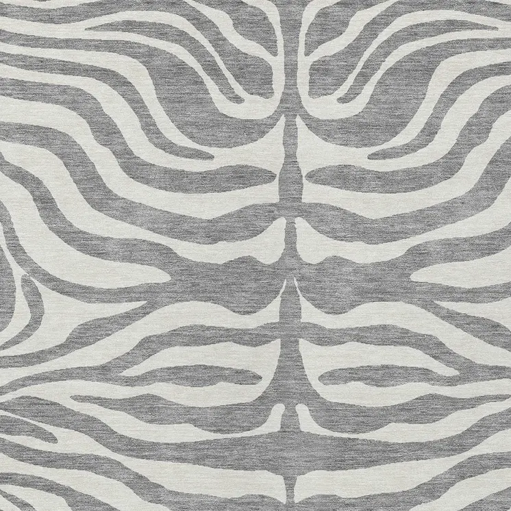 8' X 10' Gray And Ivory Animal Print Washable Indoor Outdoor Area Rug