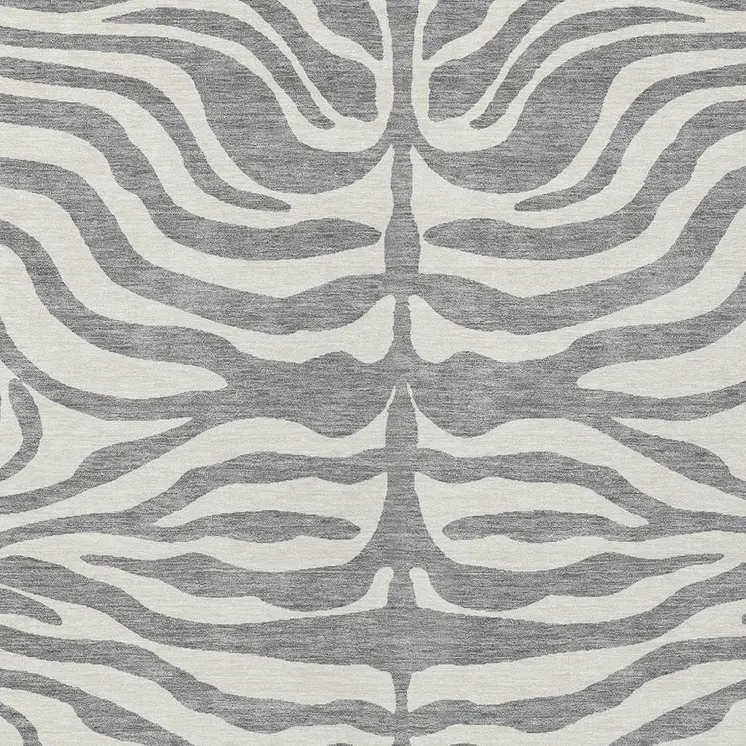 9' X 12' Gray And Ivory Animal Print Washable Indoor Outdoor Area Rug