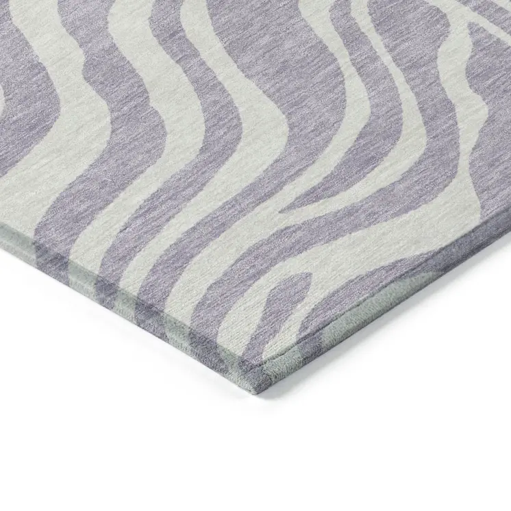 8' X 10' Lavender And Ivory Animal Print Washable Indoor Outdoor Area Rug