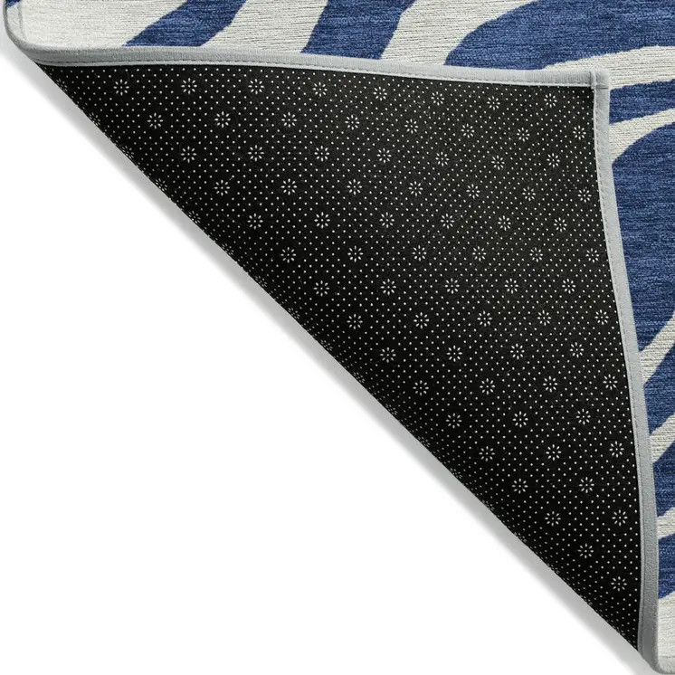 8' X 10' Navy Blue And Ivory Animal Print Washable Indoor Outdoor Area Rug